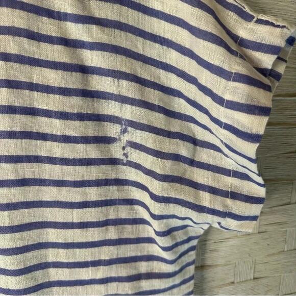 Alessia Pacino made in Italy linen shirt dress blue and white tie neckline - Picture 3 of 8